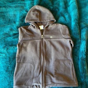 Lacoste chocolate brown soft zip up with hood